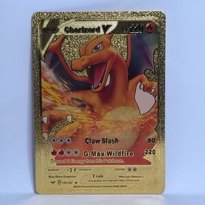 Pokémon Charizard V 220hp Gold Foil Fan Art Collector Card TCG